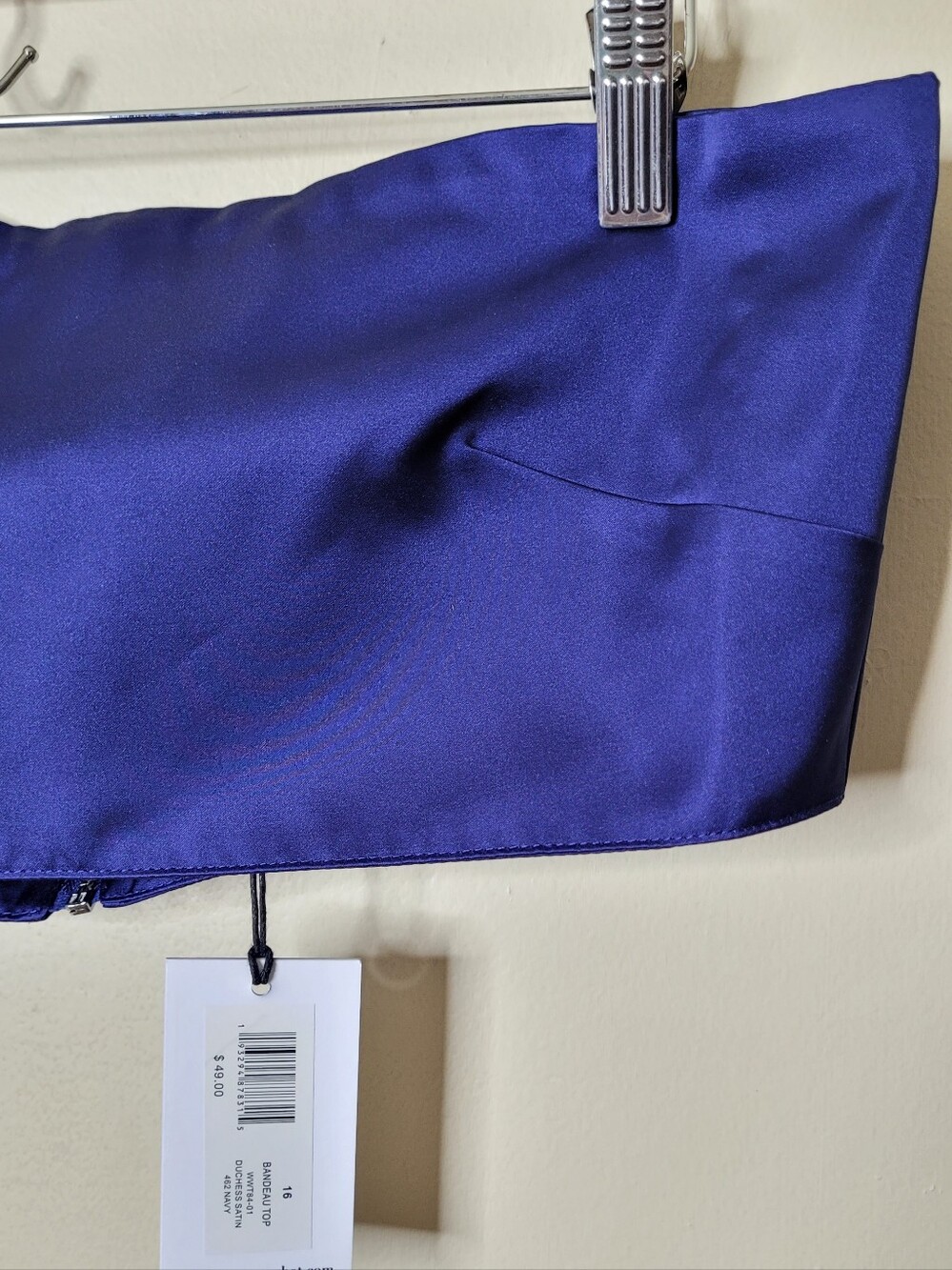 WeWoreWhat Duchess Satin Bandeau Top Navy Size 16 - Picture 4 of 11